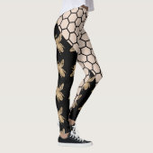 Zwarte en gouden bijen en roze honingraat leggings (Rechts)