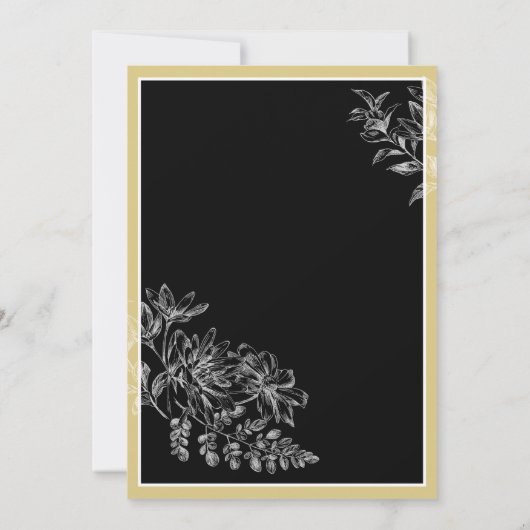 Zwarte en gouden bloem 50 en fantastische verjaard kaart (Achterkant)