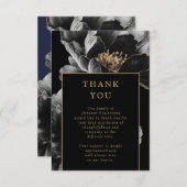 Zwarte en gouden bloem viering van het leven begra bedankkaart (Voorkant / Achterkant)