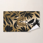 Zwarte en gouden bloemborstel bad handdoek (Handdoek)