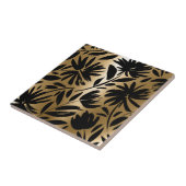 Zwarte en gouden bloemborstel tegeltje (Zijkant)