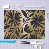 Zwarte en gouden bloemborstel tissuepapier (Craft)