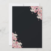 Zwarte en gouden bloemen bruiloft uitnodiging (Achterkant)