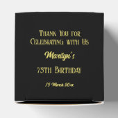 Zwarte en gouden bloemen verjaardagsfeest geperson bedankdoosjes (Bovenkant)