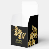 Zwarte en gouden bloemen verjaardagsfeest geperson bedankdoosjes (Geopend)