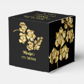 Zwarte en gouden bloemen verjaardagsfeest geperson bedankdoosjes (Achterkant)
