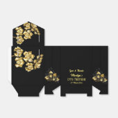 Zwarte en gouden bloemen verjaardagsfeest geperson bedankdoosjes (Uitgevouwen)