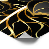 Zwarte en gouden bloemen verjaardagsfeest geperson poster (Hoek)