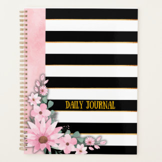 Zwarte en gouden bloemendagplanner planner
