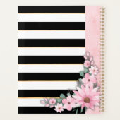 Zwarte en gouden bloemendagplanner planner (Achterkant)