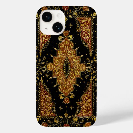 Zwarte en gouden bloemenprint Case-Mate iPhone case (Achterkant)