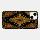 Zwarte en gouden bloemenprint Case-Mate iPhone case (Achterkant (horizontaal))