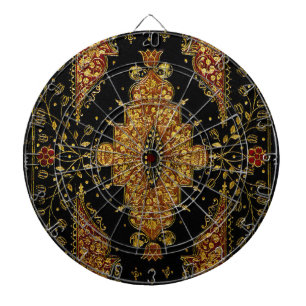 Zwarte en gouden bloemenprint dartbord