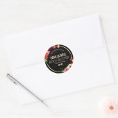 Zwarte en gouden bloemenproductetiketten ronde sticker (Envelop)