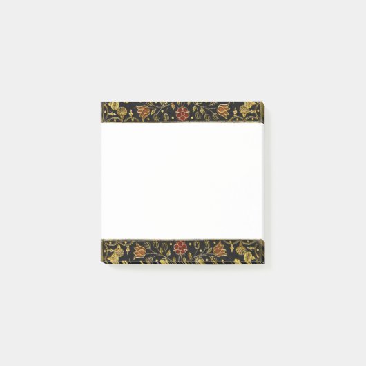 Zwarte en gouden bloemmotief post-it® notes (Voorkant)