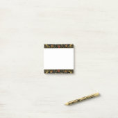 Zwarte en gouden bloemmotief post-it® notes (Op bureau)