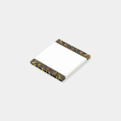 Zwarte en gouden bloemmotief post-it® notes (Schuin)