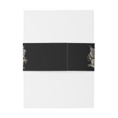 Zwarte En Gouden Bloemrozen Gotische Trouwdag Uitnodigingen Wikkel (Achterkant Voorbeeld)