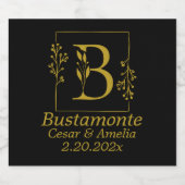 Zwarte en gouden botanische letter B Bier Etiket (Enkel label)