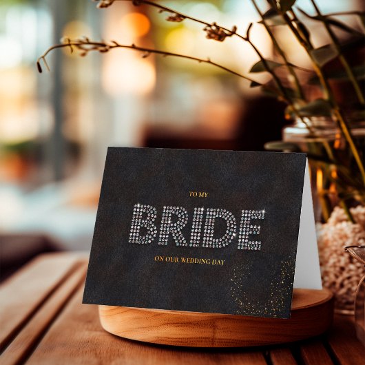 Zwarte en gouden brief aan mijn bruid op trouwdag kaart