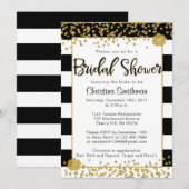 Zwarte en gouden bruids douche uitnodigingen (Voorkant / Achterkant)