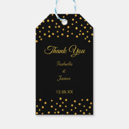 Zwarte en gouden bruiloft cadeaulabel