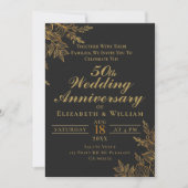 Zwarte en gouden bruiloft kaart (Voorkant)