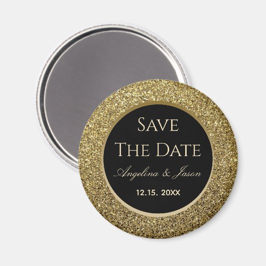 Zwarte en gouden bruiloft redden de datummagneet magneet (Voorkant / Achterkant)