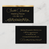Zwarte en gouden bruinbruidsplanner visitekaartje (Voorkant / Achterkant)