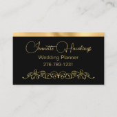 Zwarte en gouden bruinbruidsplanner visitekaartje (Voorkant)