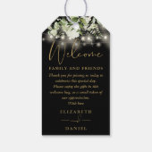 Zwarte en gouden cadeau-mandzak met groen cadeaulabel (Achterkant)