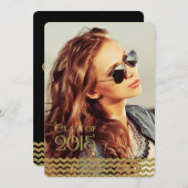 Zwarte en gouden Chevron Klasse van 2015 Afstudere Kaart (Voorkant / Achterkant)