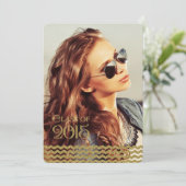 Zwarte en gouden Chevron Klasse van 2015 Afstudere Kaart (Staand voorkant)