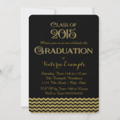 Zwarte en gouden Chevron Klasse van 2015 Afstudere Kaart (Achterkant)