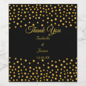 Zwarte en gouden Confetti bruiloft Wijn Etiket (Enkel label)