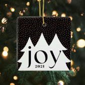Zwarte en gouden Confetti kerstboom Joy Foto Keramisch Ornament