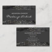 Zwarte en gouden Confetti Stars Makeup Artist Visitekaartje (Voorkant / Achterkant)