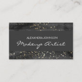 Zwarte en gouden Confetti Stars Makeup Artist Visitekaartje (Voorkant)