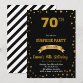 Zwarte en gouden confetti uitnodiging (Voorkant / Achterkant)