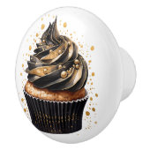 Zwarte en Gouden Cupcakes Keramische Knoppen (Rechts)