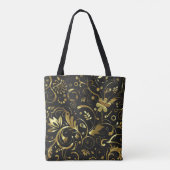 Zwarte en gouden  Damask Tote Bag (Achterkant)