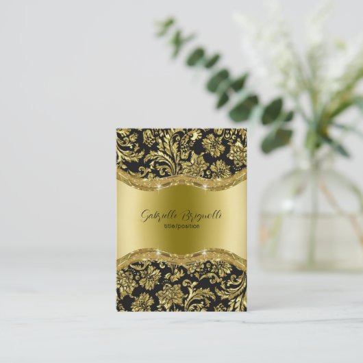 Zwarte en gouden  Damaskers 5 Visitekaartje (Staand voorkant)