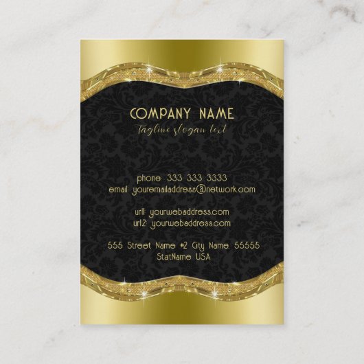 Zwarte en gouden  Damaskers 5 Visitekaartje (Achterkant)