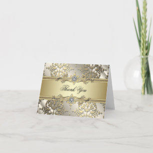 Zwarte en gouden damast bedankkaartjes bedankkaart