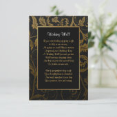 Zwarte en gouden damast bruiloft - Wensput Informatiekaartje (Staand voorkant)