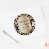 Zwarte en Gouden Damast Trouwsticker Ronde Sticker (Envelop)