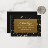 Zwarte en gouden dank notitiekaartje (Voorkant / Achterkant in situ)
