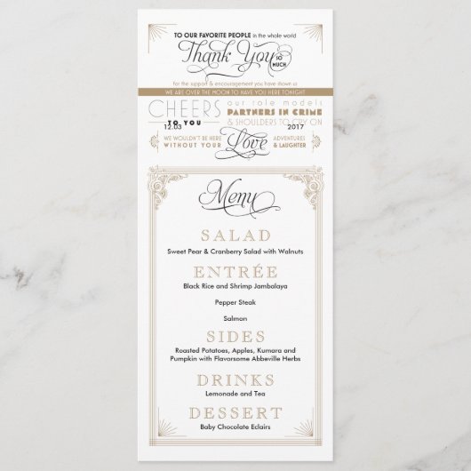 zwarte en gouden dank U menukaarten Menu (Voorkant)