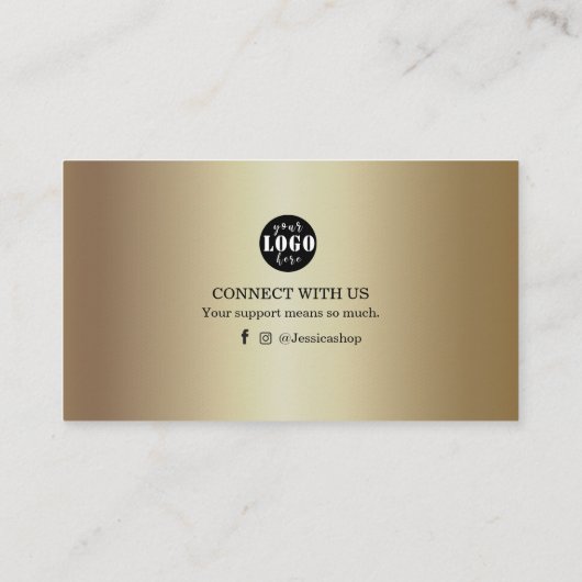 Zwarte en gouden dank voor uw kaart voor bestelver visitekaartje (Achterkant)