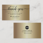Zwarte en gouden dank voor uw kaart voor bestelver visitekaartje (Voorkant / Achterkant)